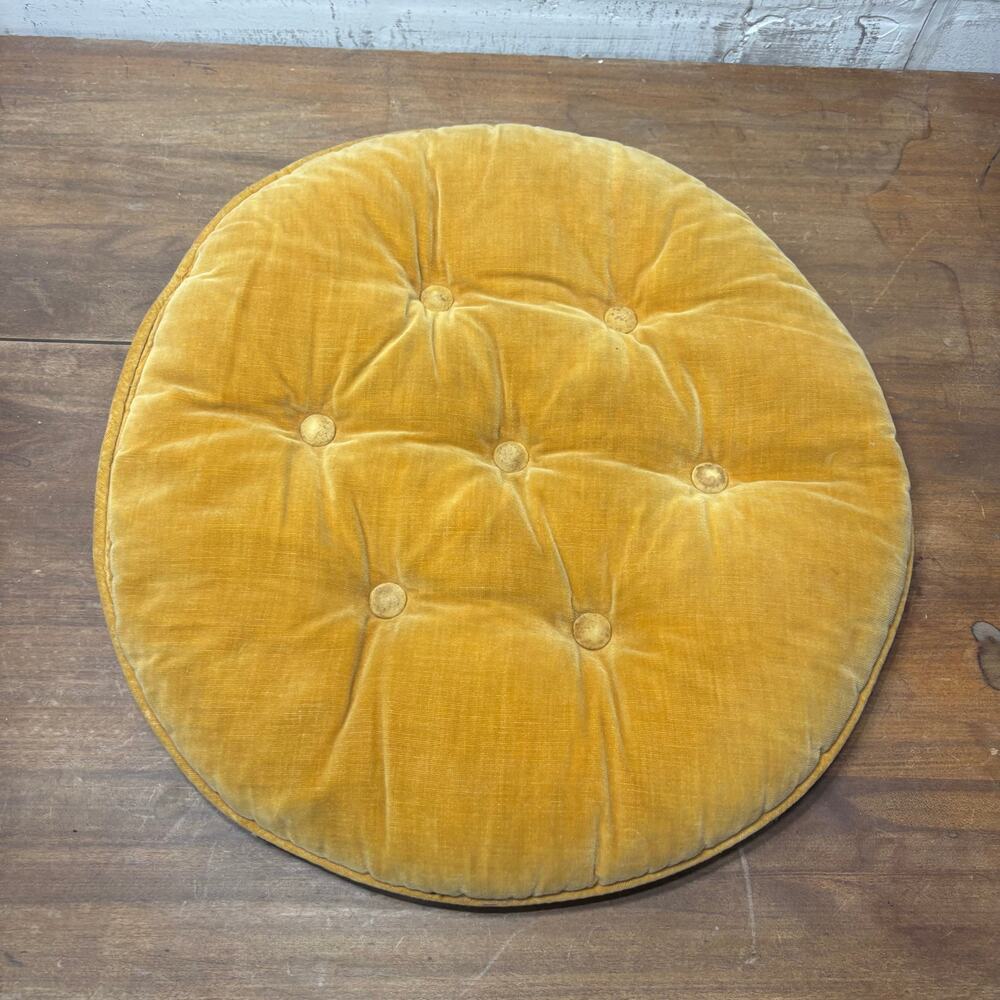 Vintage Mustard Yellow Round Barstool Cushion